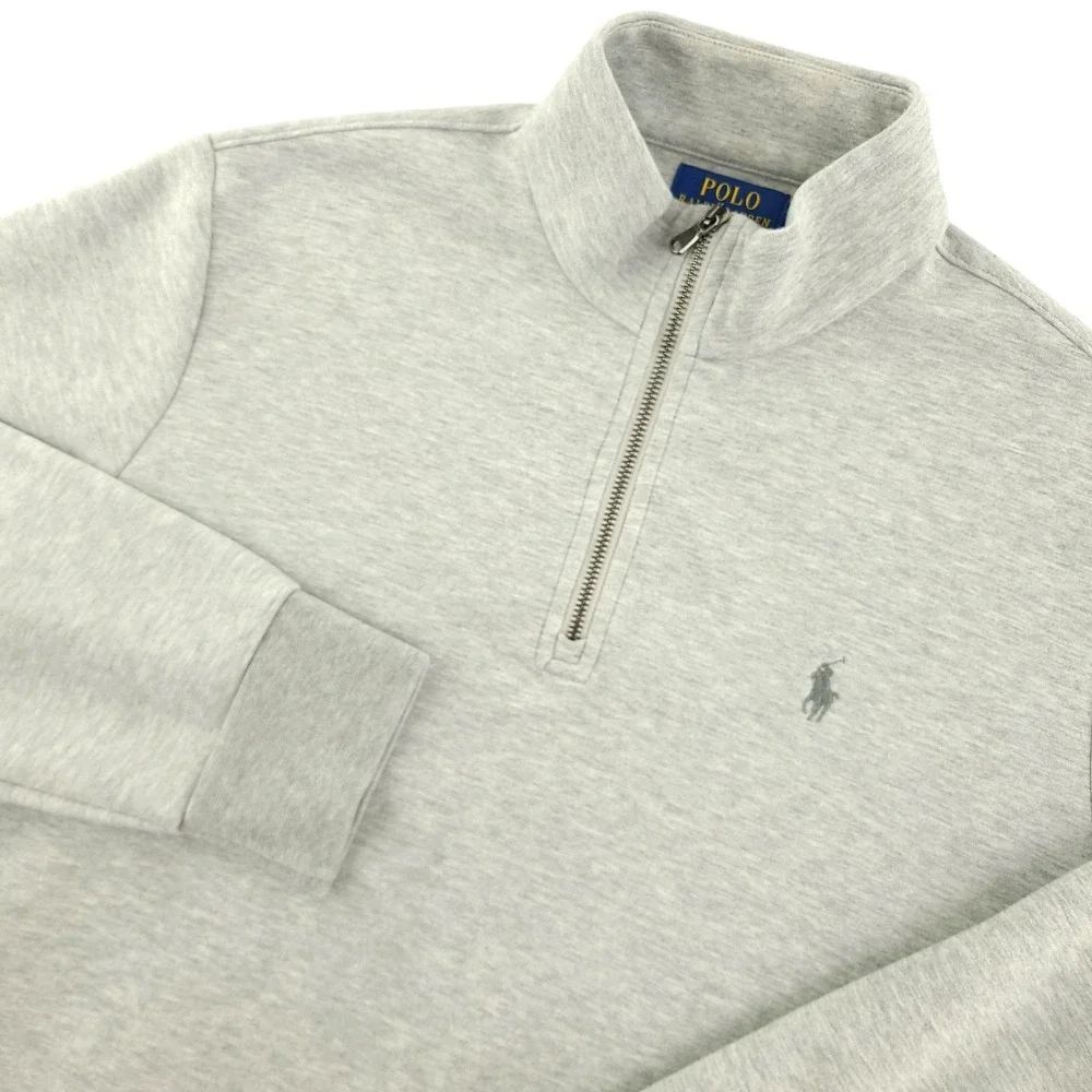 Polo Ralph Lauren Sweatshirt Mens L Gray Fleece 1/4 Zip Mock Neck Pullover
